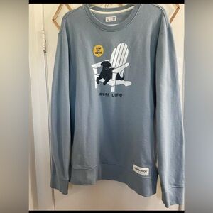 Life Is Good It's A Ruff Life Sweatshirt Blue Gray Men's Sweatshirt SZ L
